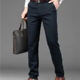 Men Slim Fit Flat-Front Trousers-picture-21