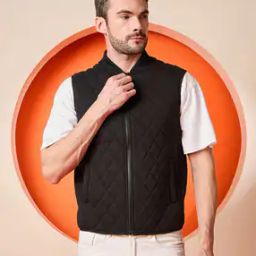 Men Quilted Regular Fit Biker Jacket-image-65