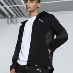 Men Slim Fit Hooded Bomber Jacket with Logo Print-picture-43
