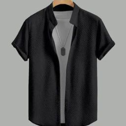 Men Regular Fit Shirt with Mandarin Collar-image-93