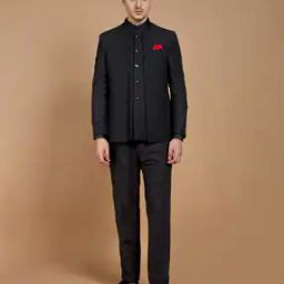 Men Textured Suit Set-image-10