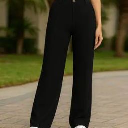 Women Relaxed Fit Flat-Front Trousers -image-14