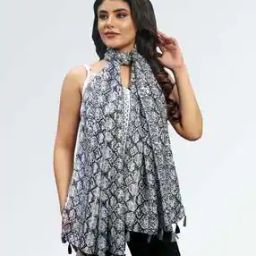 Women Reptilian Print Stole with Tassels-image-28