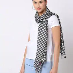 Women Checked Scarf with Tassels-picture-9