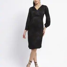 Women Printed V-Neck Midi Sheath Dress-image-9