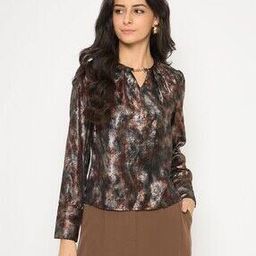 Women Tie & Dye Relaxed Fit Top with Metal Buckled Neckline-image-9