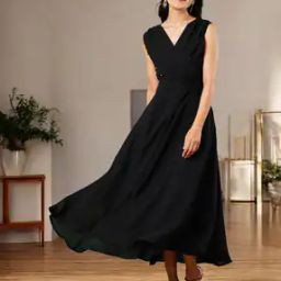 Women Embellished V-Neck Fit & Flare Dress-image-59