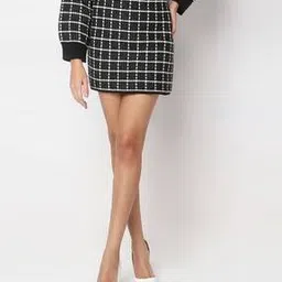 vero moda Women Checked Mini Skirt-picture-45