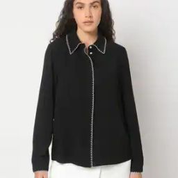 Women Regular Fit Shirt with Scallop Detail-image-41