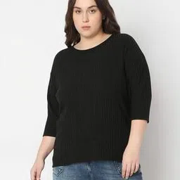 vero moda curve Women Relaxed Fit Round-Neck Top-picture-6