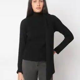 Women Ribbed Wrap-Neck Pullover-28