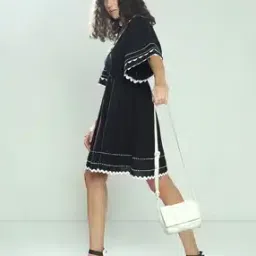 vero moda Women Fit & Flare Dress with Lace Detail-picture-31
