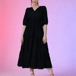 Women V-Neck Fit & Flare Dress-image-57