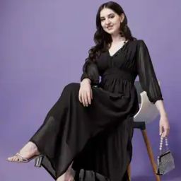 Women V-Neck Fit & Flare Dress-image-75