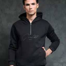 Men Typographic Print Regular Fit Hoodie-image-4