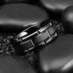 kairangi by yellow chimes Textured Metal Band Ring-picture-1