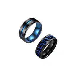 Set of 2 Metal Band Rings-16