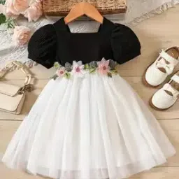 pixie n prince Girls Fit & Flare Dress with Floral Accent-picture-38