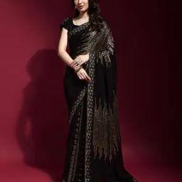 Women Georgette Sequence Work Saree-image-3