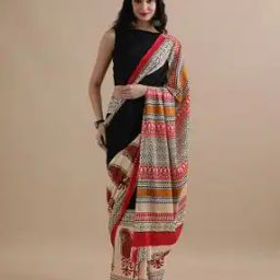 Women Paisley Print Pure Cotton Mulmul Saree-image-13