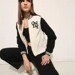 Women Typographic Print Loose Fit Bomber Jacket-picture-27