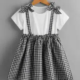Girls Checked Fit & Flared Dress-picture-23