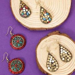 Stone-Studded Drop Earrings-13