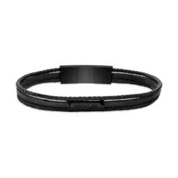 Men Leather Bracelet with Open-Box Closure-image-48