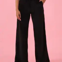 Women Straight Track Pants with Elasticated Drawstring Waist-image-97