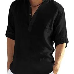shopyclick Men Regular Fit Short Kurta with Mandarin Collar-picture-24