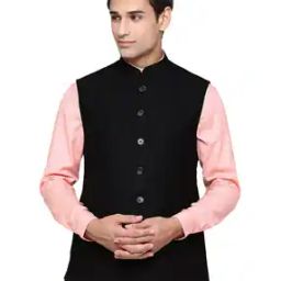 Men Regular Fit Nehru Jacket with Welt Pockets-44