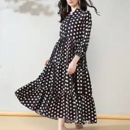 Women Polka-Dot Print Tiered Dress-image-25