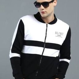 Men Colour-Blocked Slim-Fit Bombers Jacket-image-67