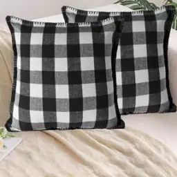 Set of 2 Checked Cushion Covers 18" x 18"-10
