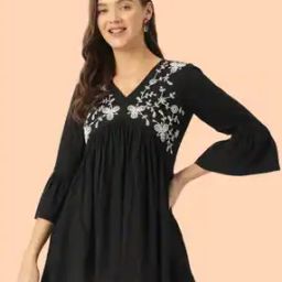 Women Regular Fit V-Neck Embroidered Top-image-50