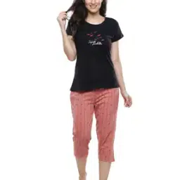 Typographic Print T-Shirt with Capris-picture-3