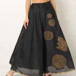 Foil Print Flared Skirt-22