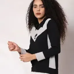 Women Colourblock Regular Fit Hoodie-image-77