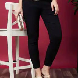 Women Self Design Mid-Rise Elasticated Waist Cigarette Trousers-image-35