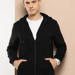 Men Regular Fit Zip-Front Hoodie with Kangaroo Pockets-21