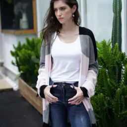 Women Colourblock Relaxed Fit Front-Open Shrug-15