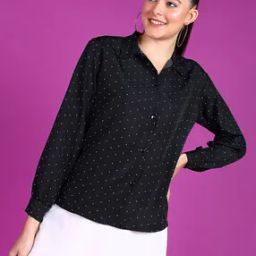 Women Polka-Dot Relaxed Fit Shirt-image-3