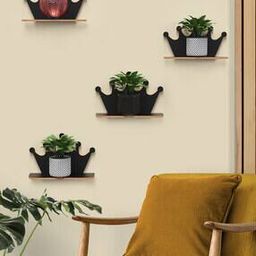 Set of 4 Crown Pattern Wall Shelves-21