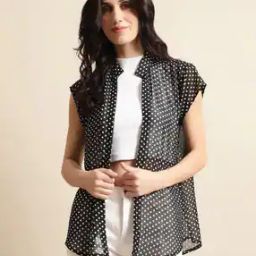 Women Polka-Dot Print Shrug-image-6