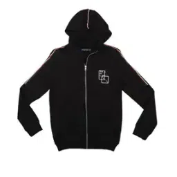 Zip-Front Hooded Sweatshirt with Graphic Print-image-17