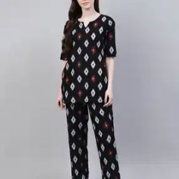 Geometric Print Woven Top & Pyjama Set-image-55