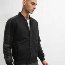 Button-Down Bomber Jacket with Shoulder Panel-6