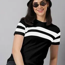 Women Striped Regular Fit Crew-Neck T-Shirt-image-35