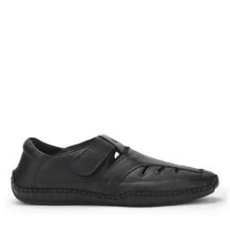 Genuine Leather Sandals with Velcro Fastening-image-70