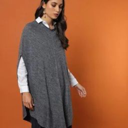 Women Heathered Poncho-33